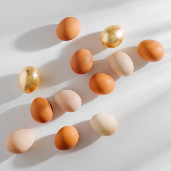 Telur Berwarna Alami Dengan Lampu Matahari Pagi Stylish Compositions Dalam — Stok Foto