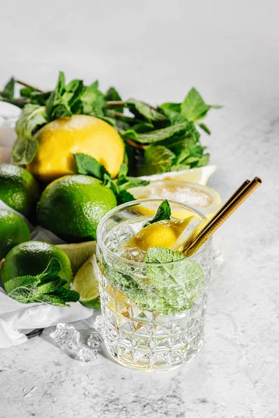 Čerstvá Citrusová Limonáda Citrony Citrony Mátou Letní Nápoje — Stock fotografie