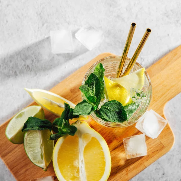 ライム レモン ミントと新鮮な柑橘類のレモネード 夏の飲み物 — ストック写真