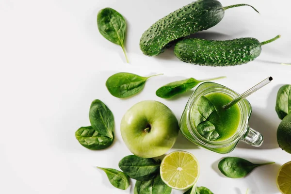 Healthy Breakfast Green Smoothie Detox Diet Concept Vegetarian Food — Stock Photo, Image