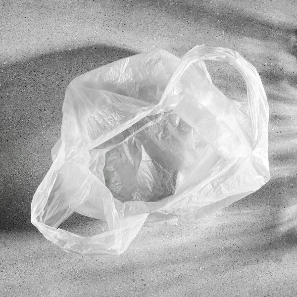 White single use plastic bag, concept of recycling plastic and ecology