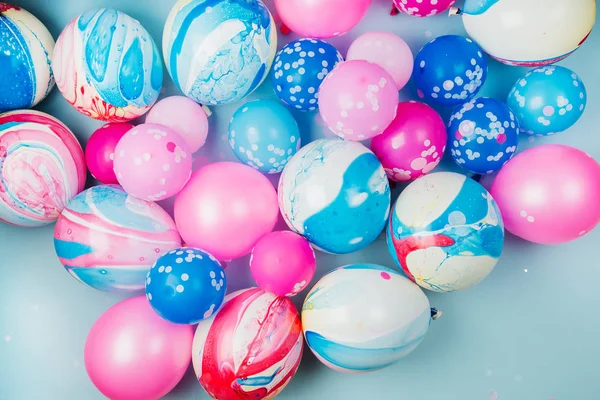 Kleurrijke Ballonnen Pastel Kleur Achtergrond Feestelijke Verjaardag Partij Concept — Stockfoto