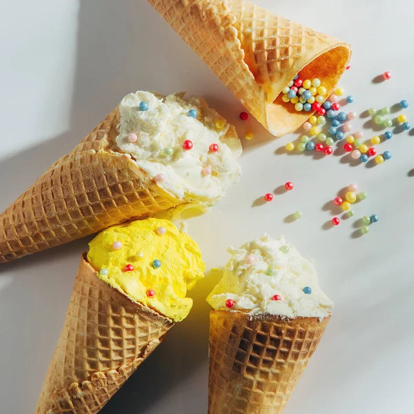 Ice Cream Cones White Background — Stock Photo, Image