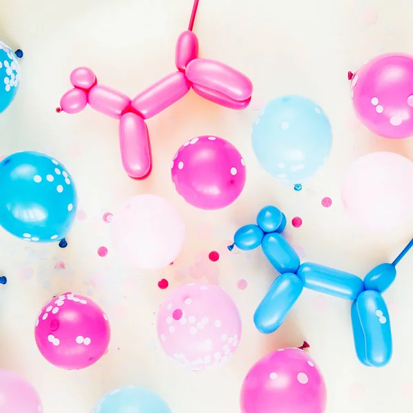 Colorful balloons on pastel color background, festive or birthday party concept