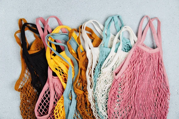 Variedad Coloridas Bolsas Compras Reutilizables — Foto de Stock