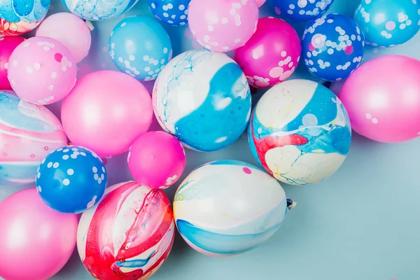 Kleurrijke Ballonnen Pastel Kleur Achtergrond Feestelijke Verjaardag Partij Concept — Stockfoto