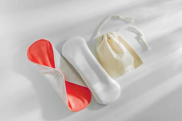 Almohadillas Menstruales Tela Reutilizable Concepto Libre Plástico — Foto de Stock