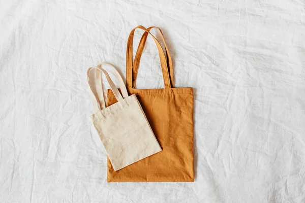 Canvas tote bags. Reusable eco bags. Eco friendly concept.