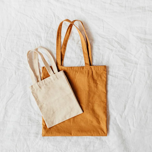Canvas tote bags. Reusable eco bags. Eco friendly concept.