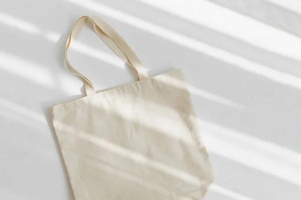 White Eco Bag Mockup Blank Shopping Sack Copy Space Canvas — Stock Photo, Image