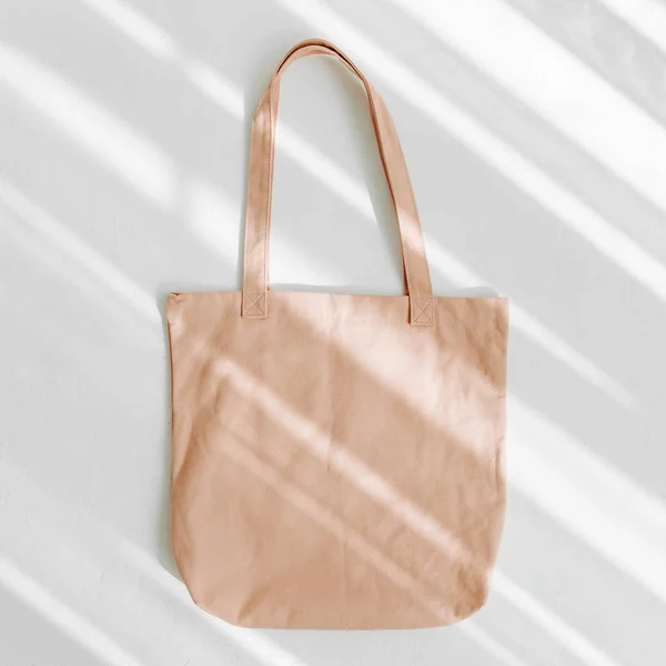 White Eco Bag Mockup Blank Shopping Sack Copy Space Canvas — Stock Photo, Image