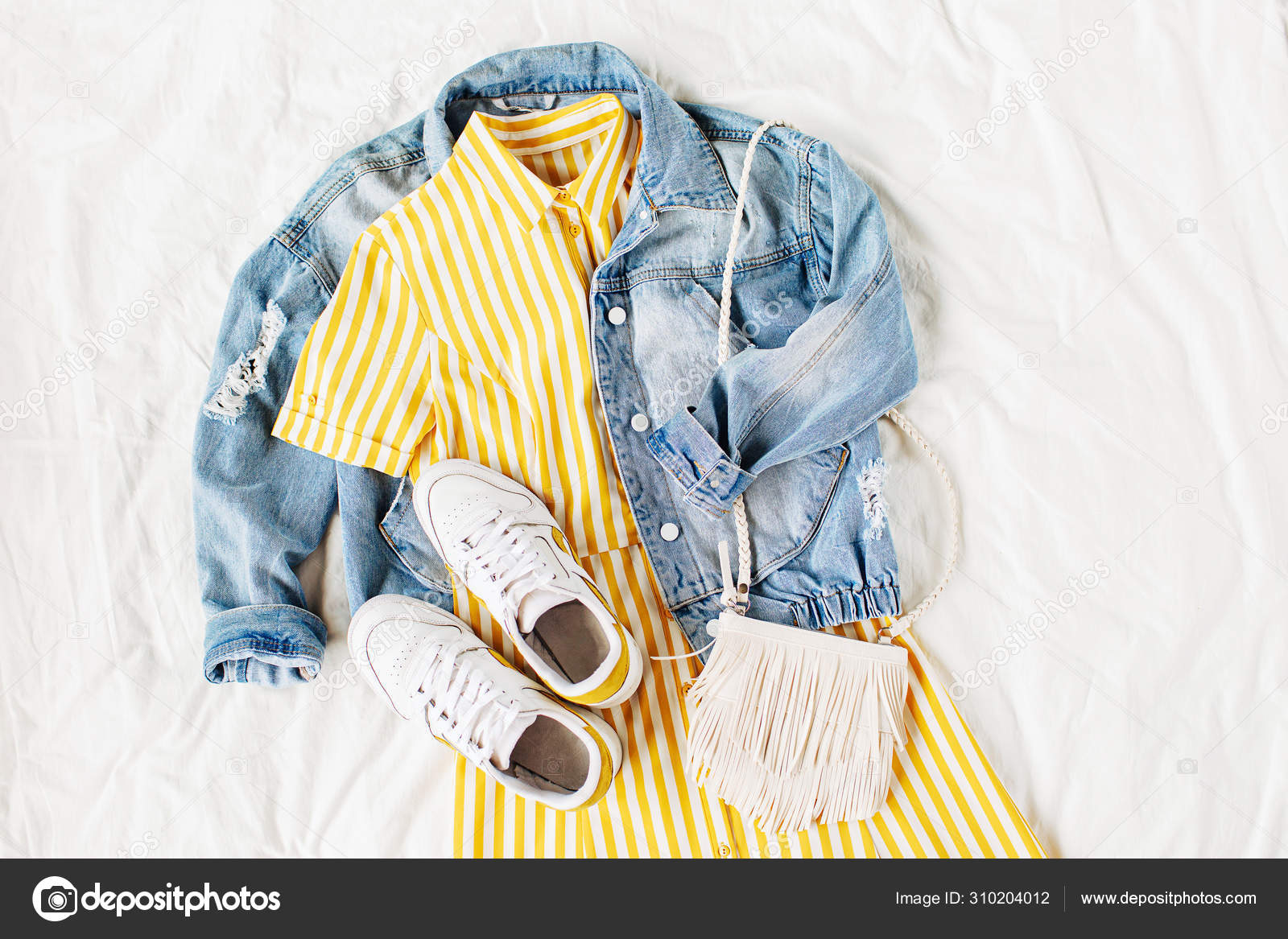 yellow blue jean jacket