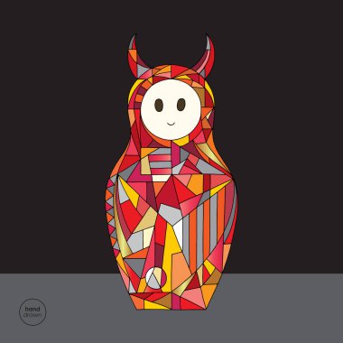 Kız Şeytan karakteri vektör çizim. El çekilmiş soyut Cadılar Bayramı arka plan.