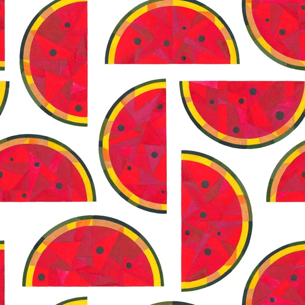 Akvarell vattenmelon sömlösa mönster. Hand målade abstrakt geometrisk bakgrund för surface design, textil, omslagspapper, tapeter, telefon fall print, tyg. — Stockfoto