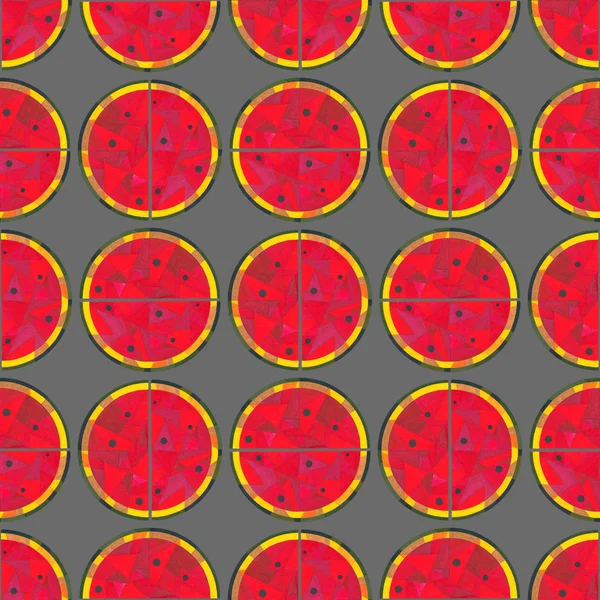 Aquarell Wassermelone nahtloses Muster. handbemalter abstrakter geometrischer Hintergrund für Oberflächengestaltung, Textil, Packpapier, Tapete, Handyhüllendruck, Stoff. — Stockfoto