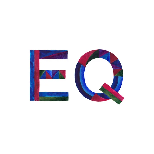 EQ acuarela pintada a mano ilustración signo. Diseño del cociente emocional . — Foto de Stock