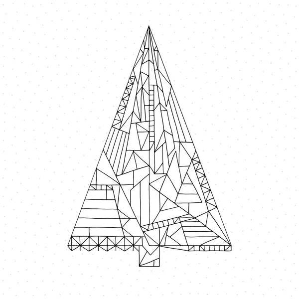 Página de coloração de árvore de Natal. Mão desenhada abstrata férias de inverno ilustração vetorial. fundo Xmas em estilo moderno . — Vetor de Stock
