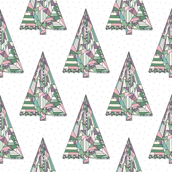 Weihnachtsbaum Vektor nahtlose Muster. Frohes neues Jahr Hintergrund. Textur für Oberflächendesign, Textilien, Geschenkpapier, Tapeten, Handyhüllendruck, Stoff. — Stockvektor