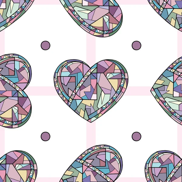 Corazones dibujado a mano patrón sin costura vector. Fondo del día de San Valentín. Textura del amor para el diseño de la superficie, textil, papel de embalaje, papel pintado, impresión de la caja del teléfono, tela . — Vector de stock