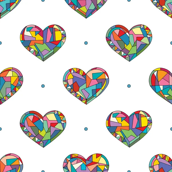 Hearts Hand Drawn Vector Seamless Pattern Valentines Day Holidays Background — Stock Vector