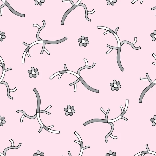 Abstract branches with flowers hand drawn vector seamless pattern. Spring nature drawing background. Stylish texture for surface design, textile, wrapping paper, wallpaper, phone case print, fabric.