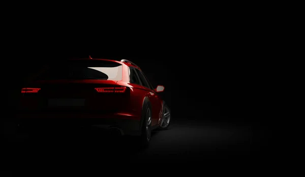 Led ışıkları ile şık Araba siyah bir arka plan. Fütüristik modern araç baş hafif xenon kara günü. 3D render