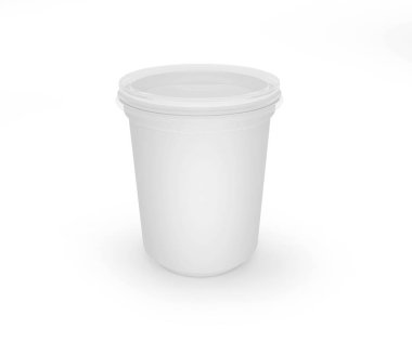 Beyaz arka plan üzerinde izole boş fermente süt ürün paketleme. 3D render