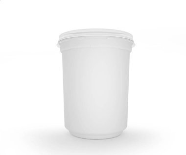 Beyaz arka plan üzerinde izole boş fermente süt ürün paketleme. 3D render