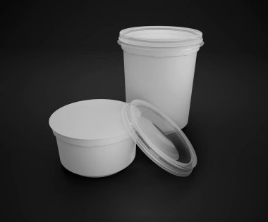 Beyaz arka plan üzerinde izole boş fermente süt ürün paketleme. 3D render