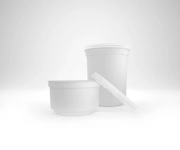 Emballage blanc de produits laitiers fermentés isolé sur fond blanc. 3d rendu — Photo