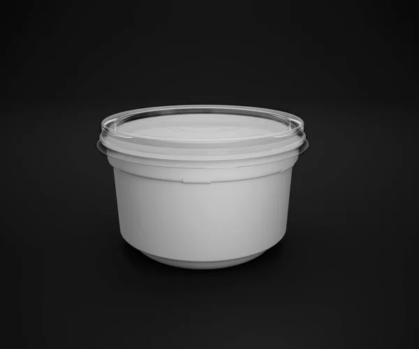 Embalaje de productos lácteos fermentados en blanco aislado sobre fondo blanco. 3d renderizar —  Fotos de Stock