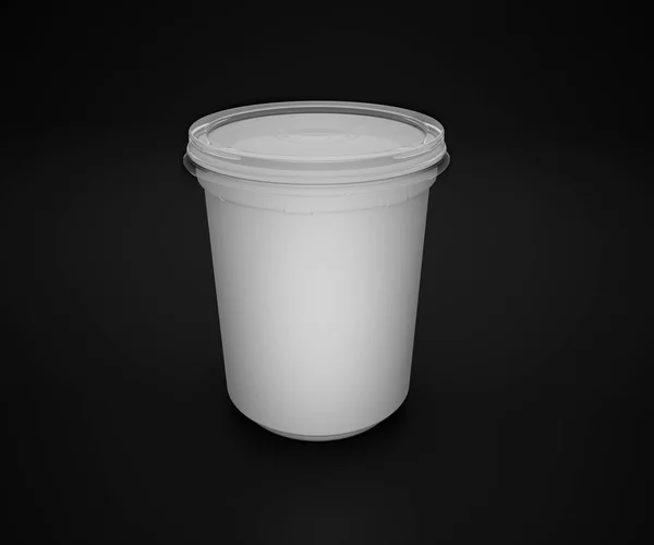 Embalaje de productos lácteos fermentados en blanco aislado sobre fondo blanco. 3d renderizar — Foto de Stock