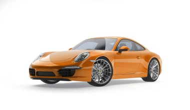 Almatı, Kazakistan. 18 Mart: Porsche 911 carrera turbo lüks şık hızlı spor araba izole beyaz zemin üzerinde. 3D render