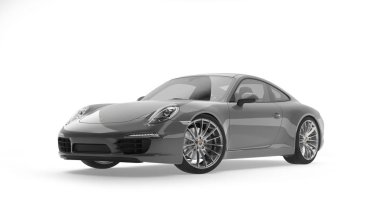 Almatı, Kazakistan. 18 Mart: Porsche 911 carrera turbo lüks şık hızlı spor araba izole beyaz zemin üzerinde. 3D render