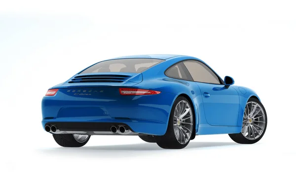 Almaty, Kazakstan. 18 mars: Porsche 911 carrera turbo snygg snabb sport lyxbil på isolerade vit bakgrund. 3D render — Stockfoto