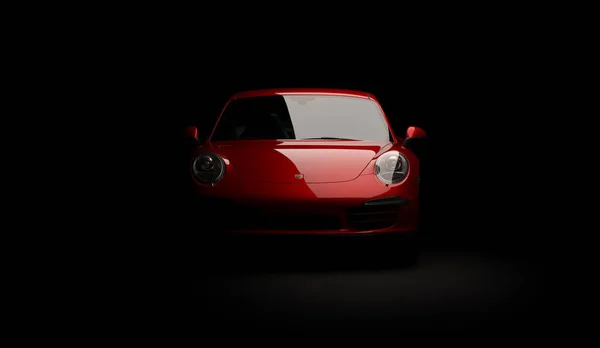 Almatı, Kazakistan. 18 Mart: Porsche 911 carrera turbo lüks şık hızlı spor araba siyah koyu arka plan. 3D render