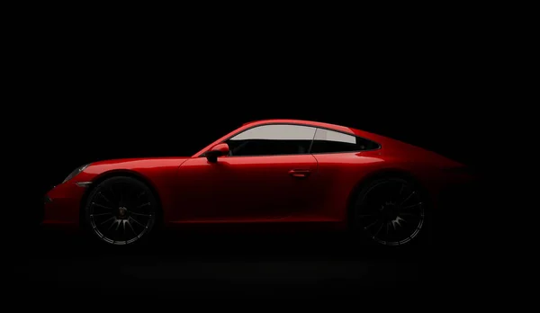 Almaty, Kazakstan. 18 mars: Porsche 911 carrera turbo lyxiga eleganta snabb sport bil svart mörk bakgrund. 3D render — Stockfoto