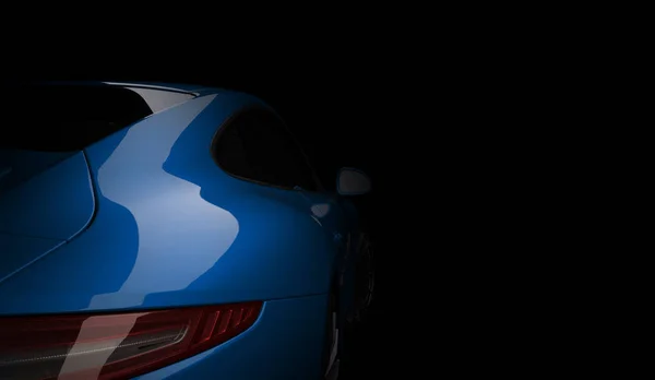 Szupergyors drága autó coupe a sötét háttér előtt. 3D render — Stock Fotó