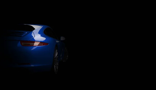 超快昂贵的汽车跑车在黑暗的背景。3d 渲染 — 图库照片