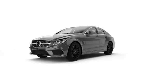 Almatı, Kazakistan-Mart 24, 2019: Mercedes-Benz CLS 500 AMG şık lüks iş sınıfı hızlı araba izole beyaz arka plan. 3B render