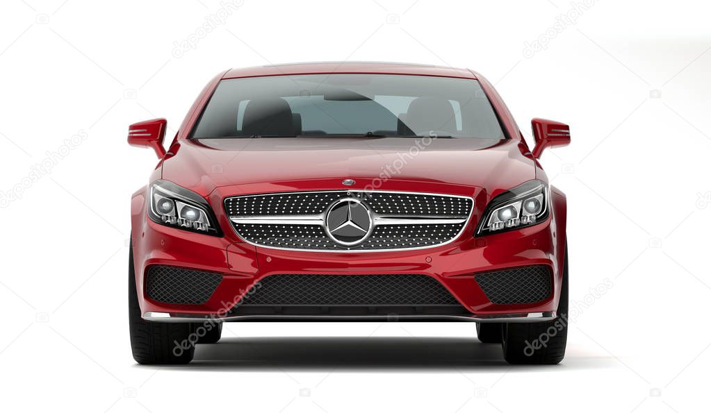 Almaty, Kazakhstan - march 24, 2019: Mercedes-Benz cls 500 AMG stylish luxury business class fast car on isolated white background. 3d render