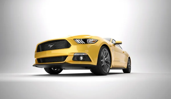 Almaty, Kazakstan. Mars 28: Ford Mustang V8 5.0 l. eleganta lyxbil isolerad på vit bakgrund. 3D render — Stockfoto