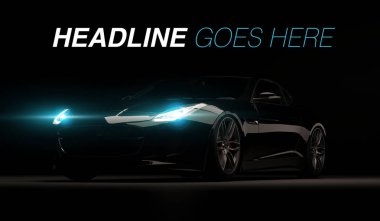 Almatı, Kazakistan. Nisan 01: Jaguar F-tipi Svr lüks şık hızlı spor araba siyah arka plan üzerine. 3D render