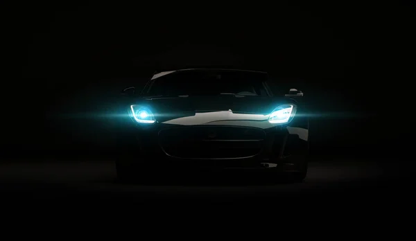 Almatı, Kazakistan. Nisan 01: Jaguar F-tipi Svr lüks şık hızlı spor araba siyah arka plan üzerine. 3D render