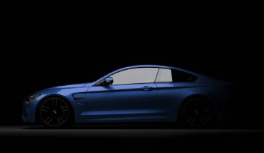 Almatı, Kazakistan 10 Şubat 2019. İzole arka planda BMW M4 f82. 3B render