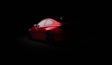 Almatı, Kazakistan 10 Şubat 2019. İzole arka planda BMW M4 f82. 3B render