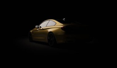 Almatı, Kazakistan 10 Şubat 2019. İzole arka planda BMW M4 f82. 3B render