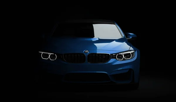 Almatı, Kazakistan 10 Şubat 2019. İzole arka planda BMW M4 f82. 3B render