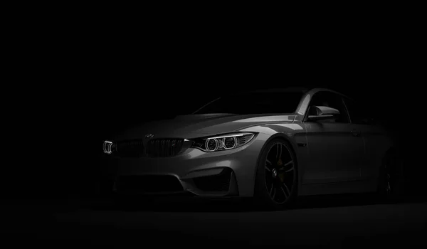 Almaty, Kazahstan 10 februarie 2019. BMW M4 F82 pe fundal izolat. Redare 3D — Fotografie, imagine de stoc