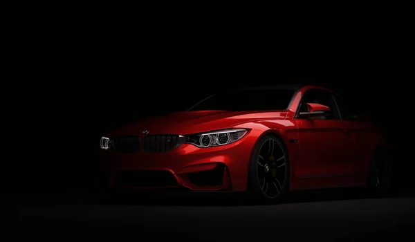 Almatı, Kazakistan 10 Şubat 2019. İzole arka planda BMW M4 f82. 3B render